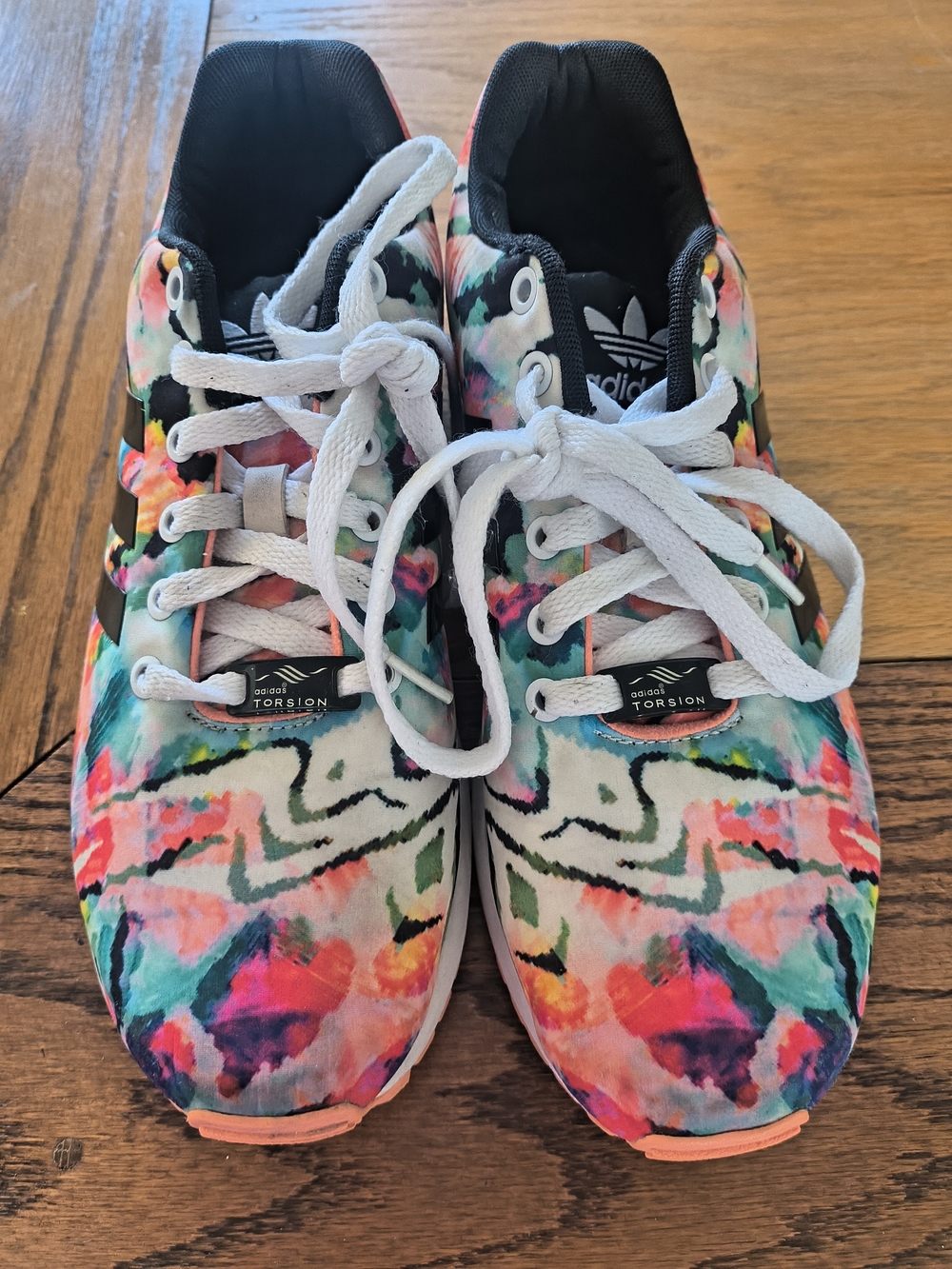 Adidas Black Sneaker with Multicolor Floral Accents